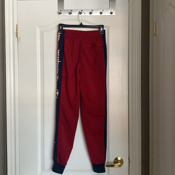 Champion Red Jogger pants track orange blue logo stripe - Picture 6 of 8